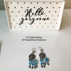 SALE🖤 Blue Stone Silver Chandelier Earrings
